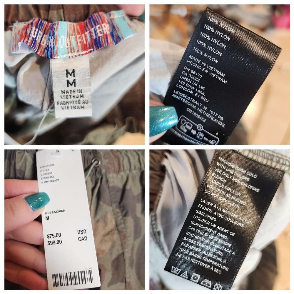 NWT Urban Outfitters Sloan Nylon Green Camo Balloon Baggy Wideleg Pants Size M - Picture 4 of 16
